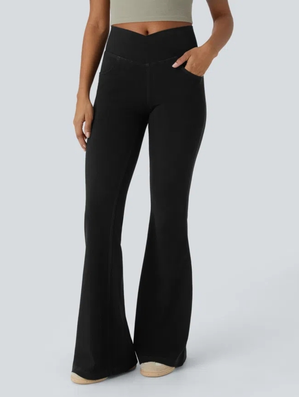 HALARA TALL Black High-Waist Flare Jeans with V-Waistband
